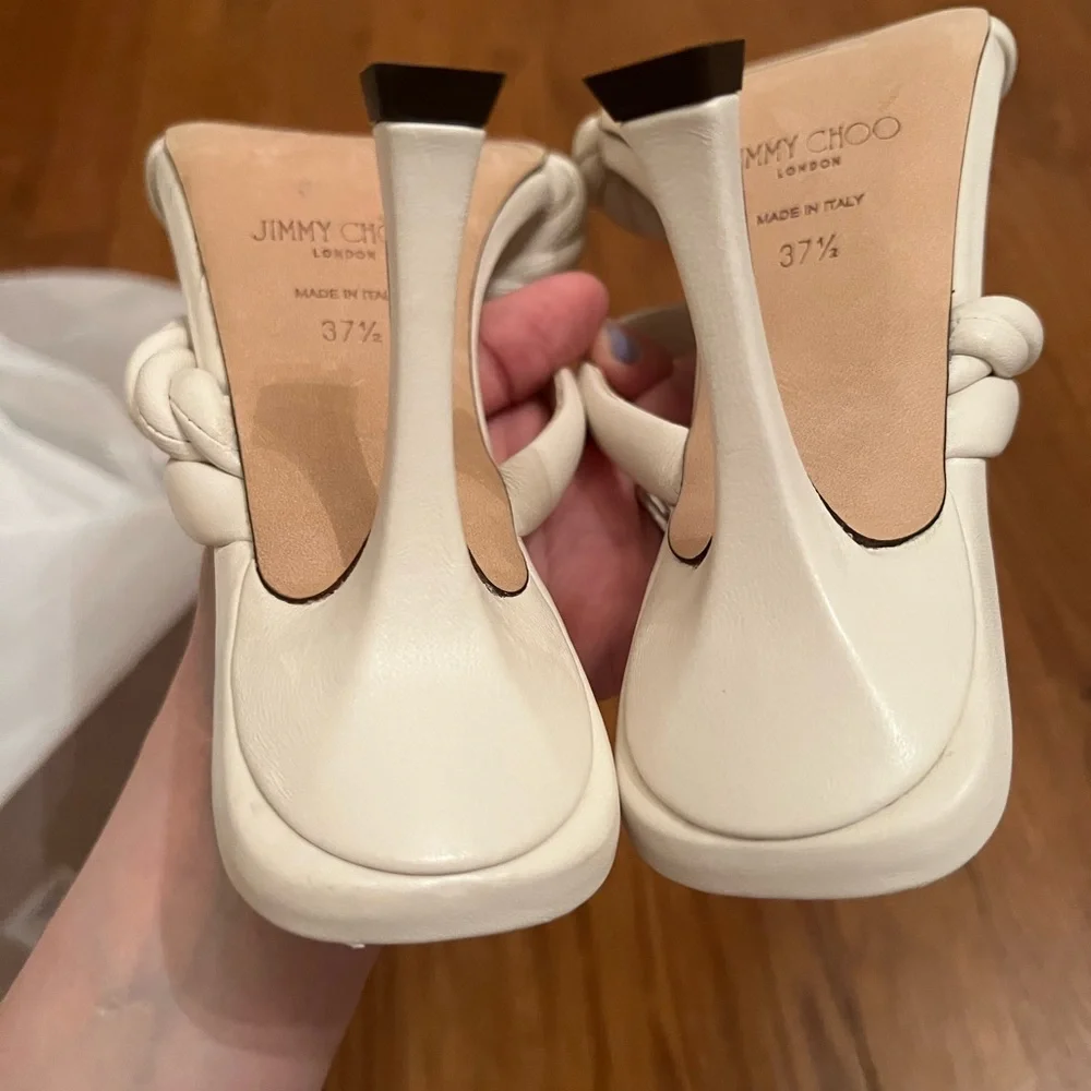 NWT JIMMY CHOO BRAIDED HEELS SIZE 37.5 7 US - Picture 2 of 13